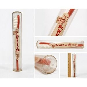Vintage Dr West Germ Fighter Toothbrush Child NOS Dental Advertising Tube‎